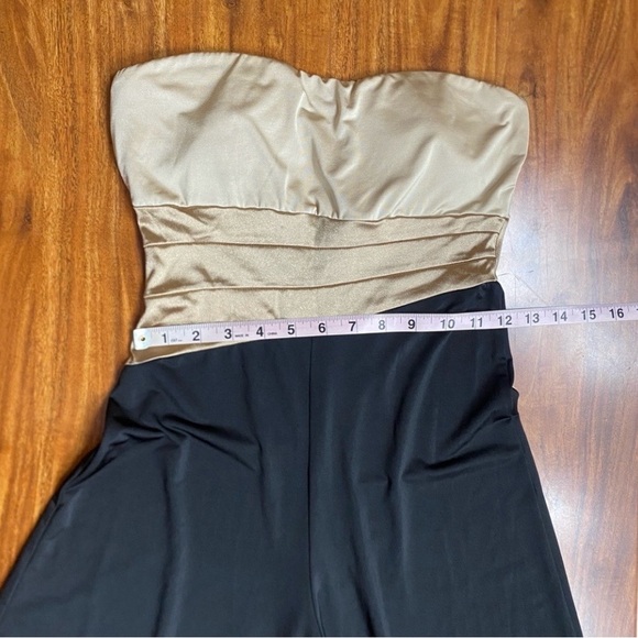 Forever 21 Women's Champagne Black Strapless Wide Leg Jumpsuit Size Small Party - Picture 14 of 16
